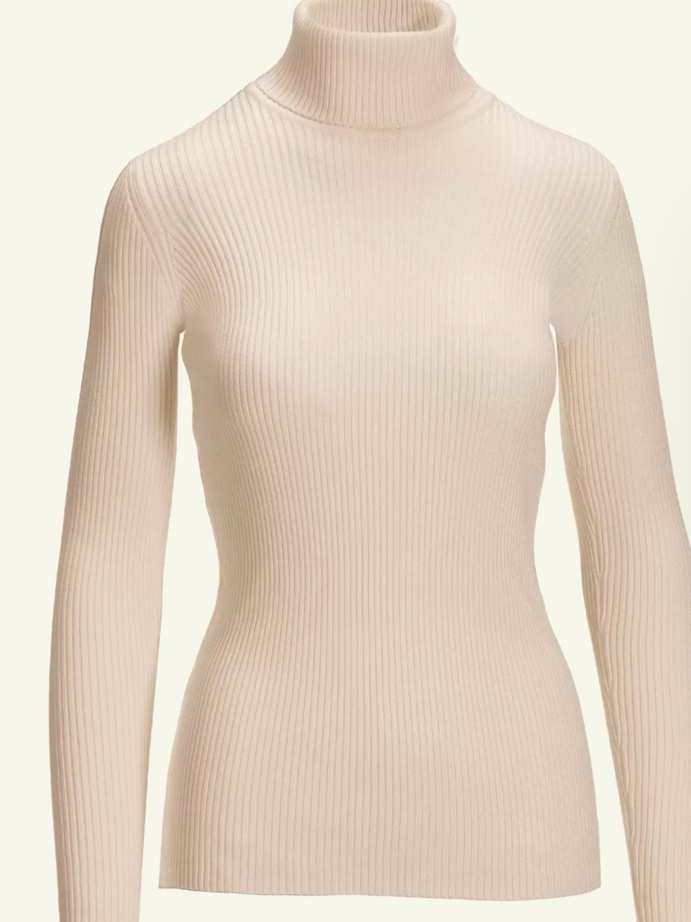 Boston Proper Ivory Ribbed Turtleneck Sweater - Picture 2 of 10